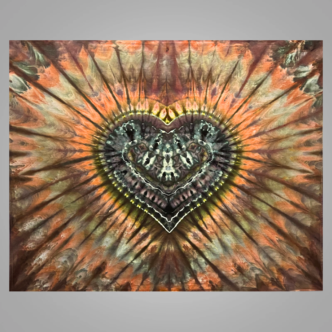 Tie dye incline heart tapestry