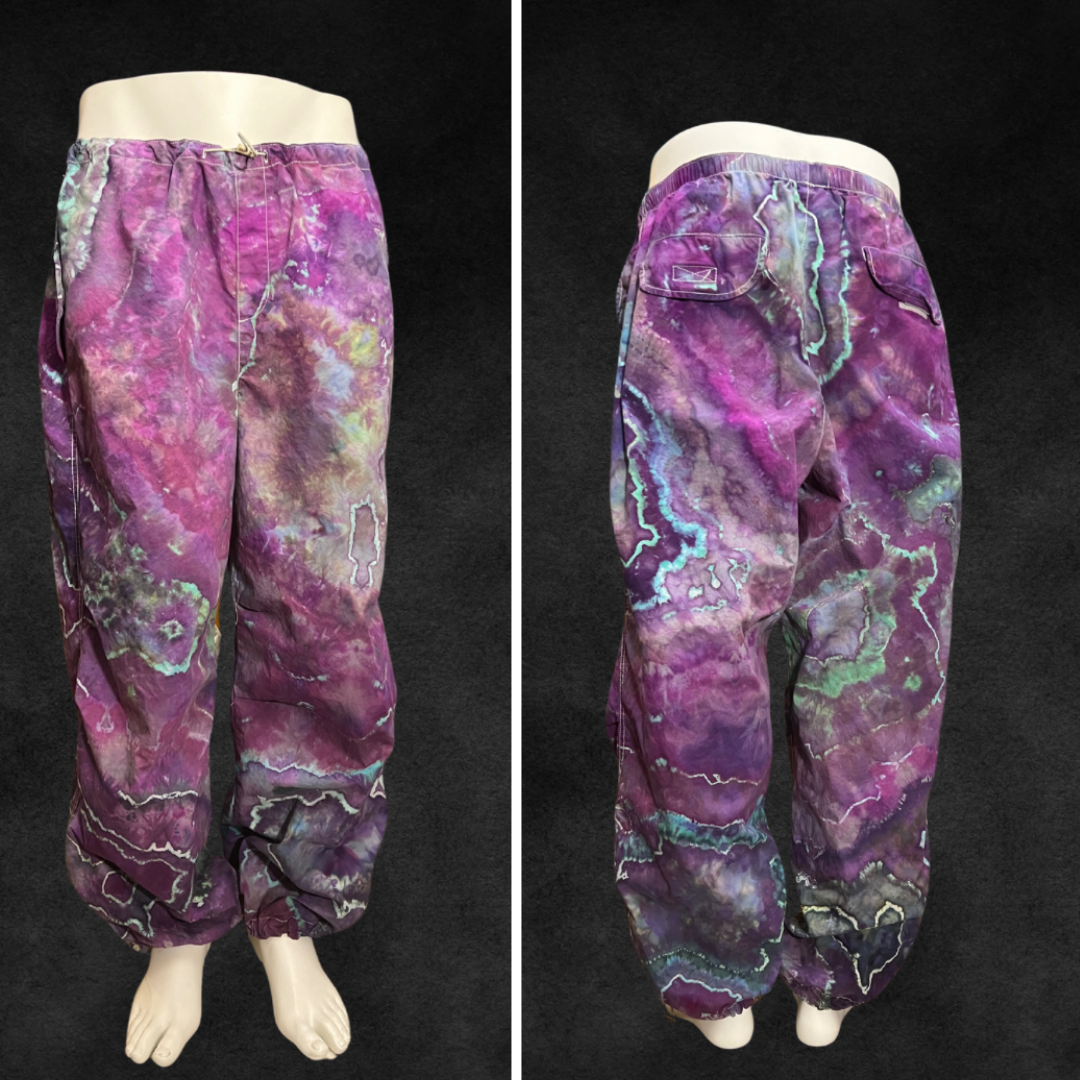Large tie dye parachute pants