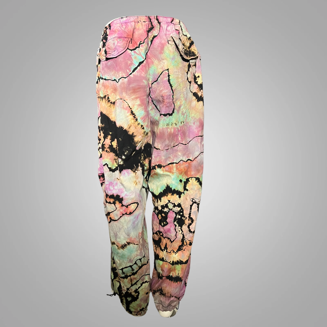 Large tie dye parachute pants