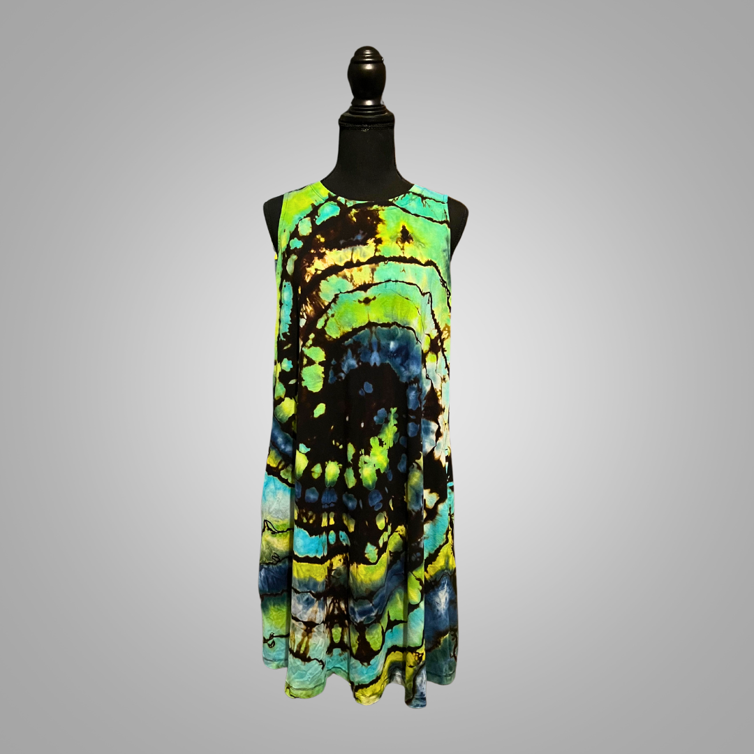 Rayon tie dye dresses with pockets