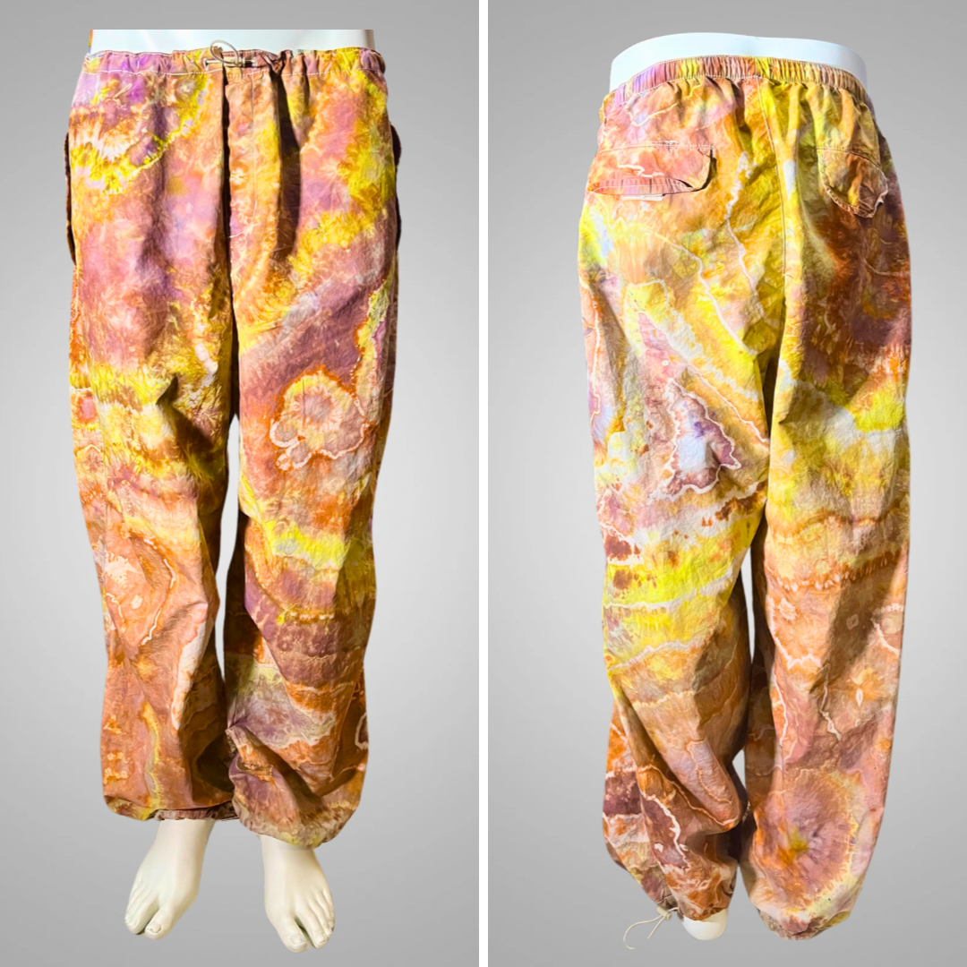 Large tie dye parachute pants
