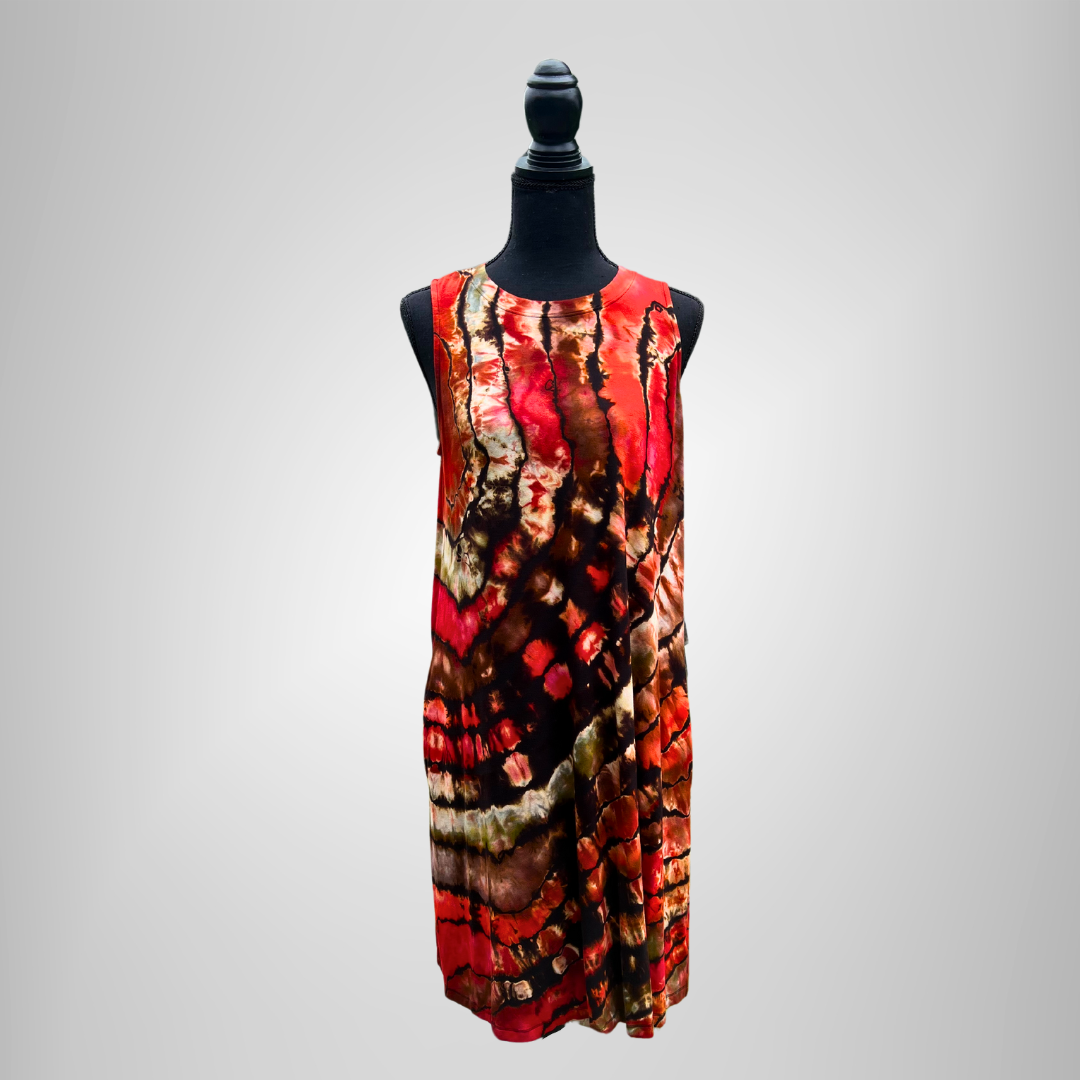 Large rayon tie dye dress with pockets