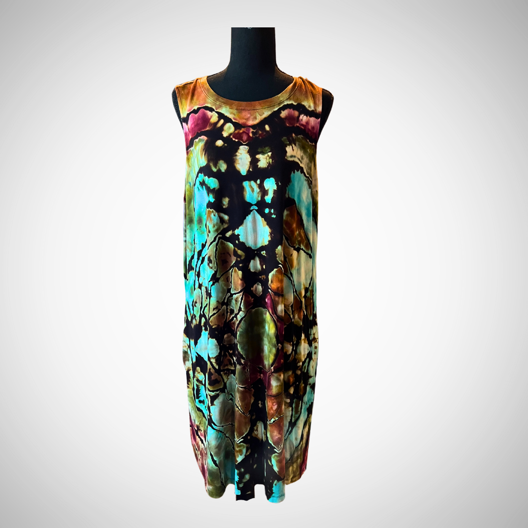 XXL rayon tie dye dress with pockets