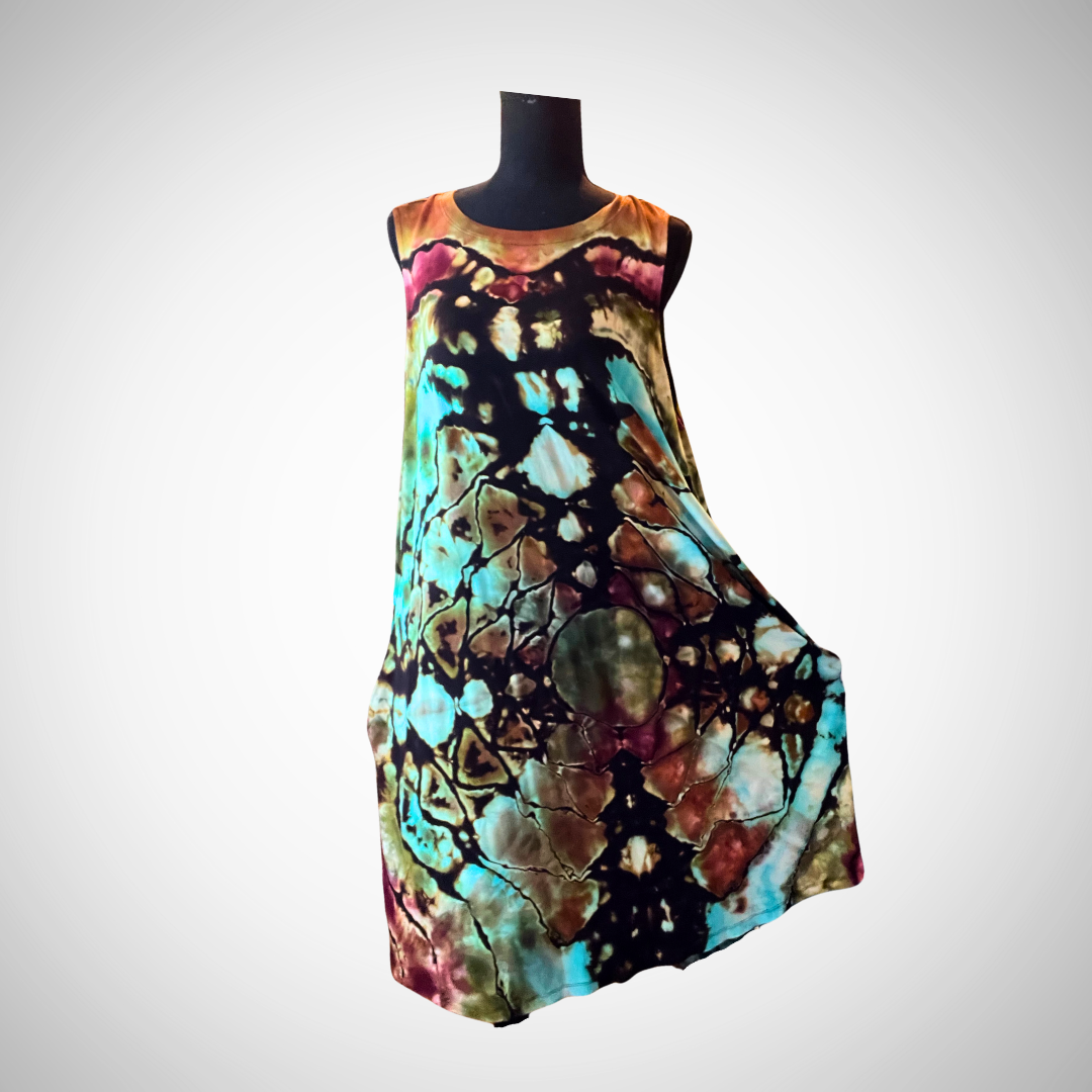 XXL rayon tie dye dress with pockets