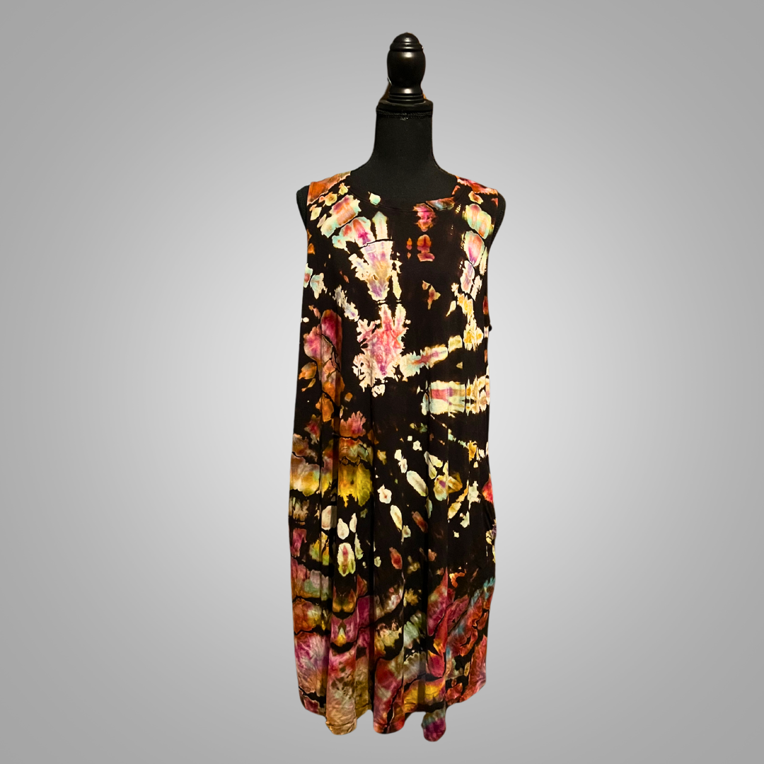 XXL rayon tie dye dress with pockets