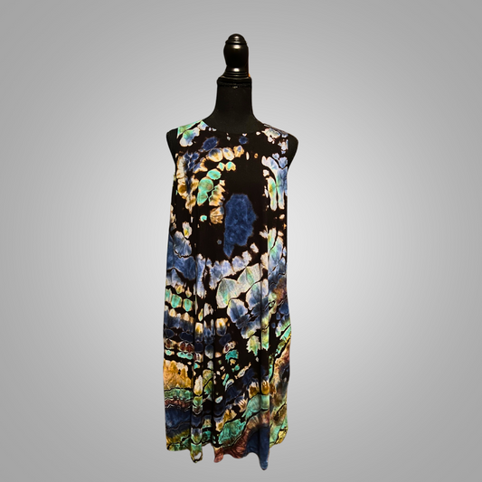 X large tie dye rayon dress with pockets